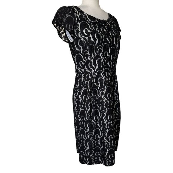Kay Unger FORMAL Black Lace Sheath Dress Fully Lined Elegant Women's Sz 8 - Picture 4 of 9